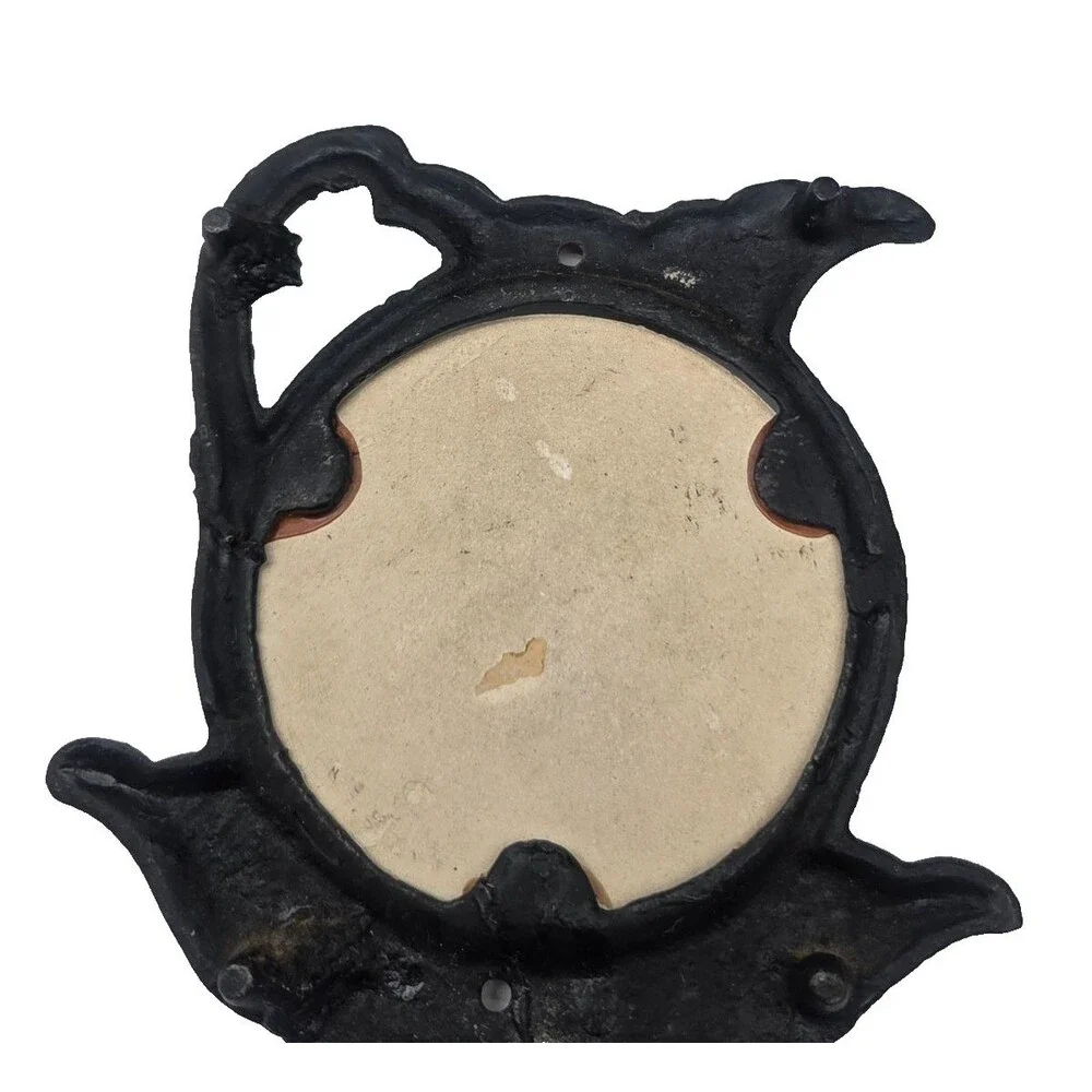 Vintage Cast Iron And Ceramic Trivet Hot Plate Spoon Rest Scandinavian Couple...